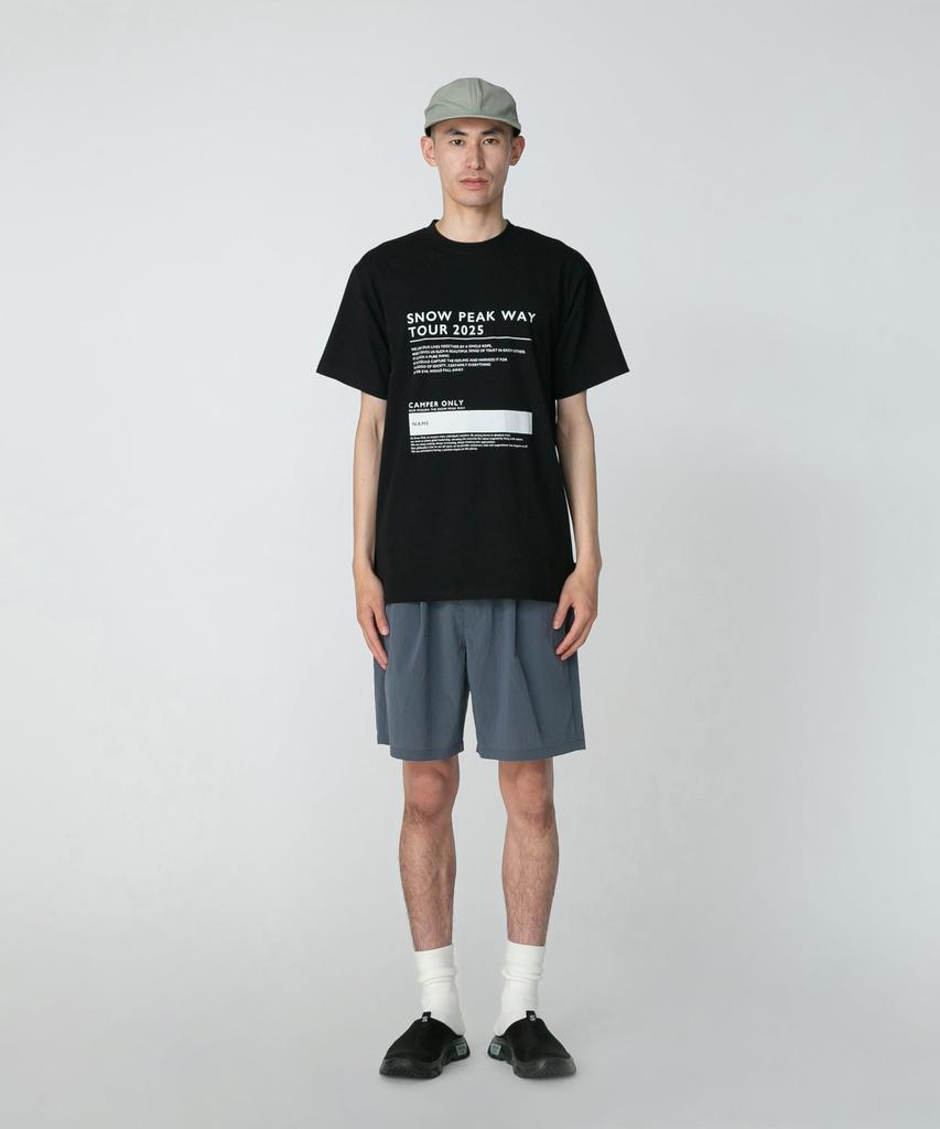 Snow Peak SPW Tour 2025 T-Shirt, Size M, Black, TS-25SU102, Perfect for Festivals, Camping, and Outdoor Activities