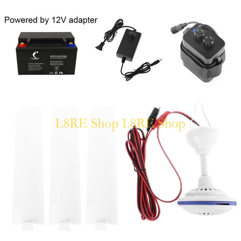 L8RE 12V 24V Mute Ceiling Fan 19.6inch Camping Tent Silent Hanging Fan with Switch