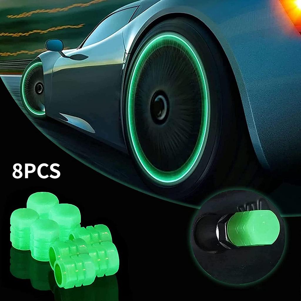 4/8PCS Colorful Luminous Tyre Valve Caps Fluorescent Night Caps Motorcycle Bike Night Glowing Cap Decor Nozzles Tyre Accessories