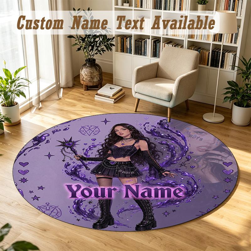 Round Rug Custom NameOlivia Rodrigo Pattern Non Slip Carpet Home Floor Decor