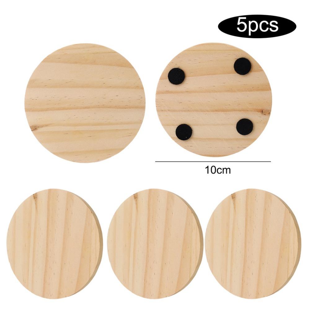 5 Stück Massivholz Kaffeetassen-Untersetzer Hitzebeständig Anti-Rutsch Tassenunterlage Wasserbecher-Basis DIY Handwerk Malerei Holzgravur Dekoration