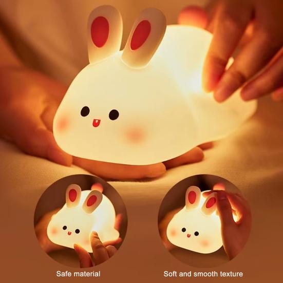 Ztlumitelné noční světlo králíček, noční lampička králíček se senzorem na dotyk, 3 úrovně jasu, dobíjecí stolní lampička králíček pro dětskou a dospělou ložnici