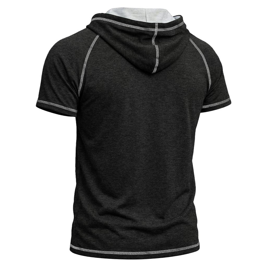 Men’s Shirts Short Sleeves Hooded T-shirts Fitness Tops Summer Casual Wear Pullover Hoodie