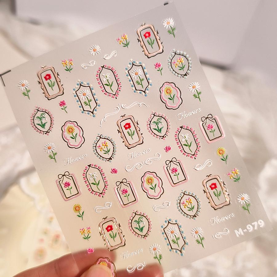 

Ferrite M979 Rose Hot Stamping Embossed Self-Adhesive Nail Art Stickers - Jelly Gel Series