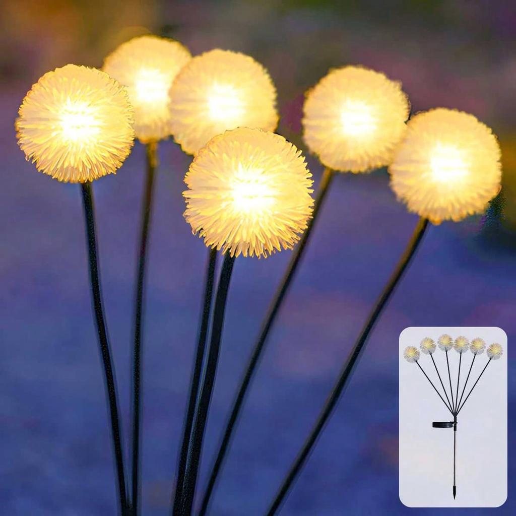 Löwenzahn Solarleuchten-Set Gartendekoration Warmfarbige LED-Leuchten Außen Wasserdicht Sonnenschutzstoff Gartendekoration Feiertagsgeschenk