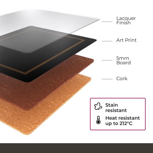 Pimpernel FDC-Fleur De LYS Placemats, Set of 4 - Decorative Cork Placemats with Elegant Motifs and a Protective Finish. Perfect for Everyday Meals, Sp