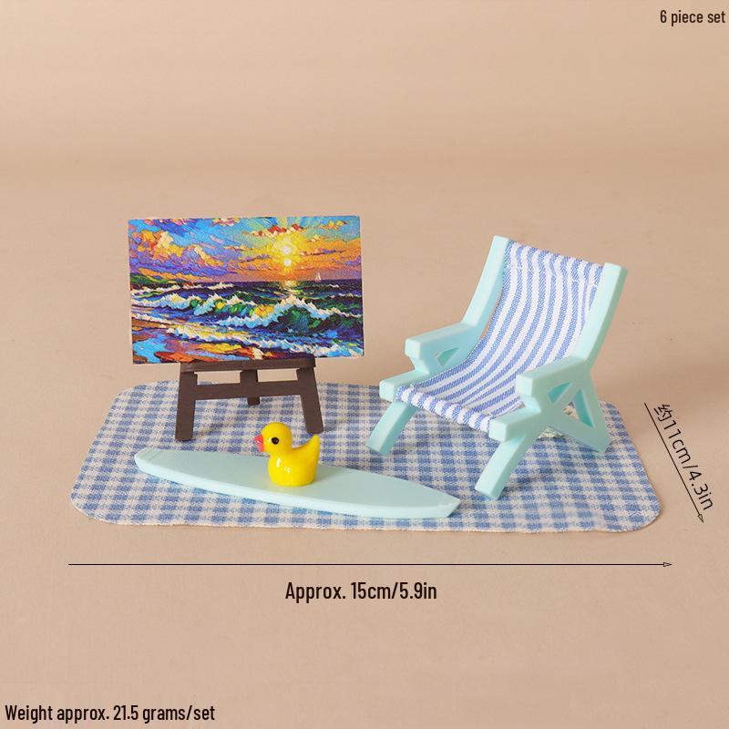 Dollhouse Miniature Beach Chair Prop for BJD Scenery