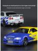1:32 GTR R34 Low-Rider Sports Car Model with Opening Doors, Four-Wheel Suspension, Alloy Build, Sound and Light, Pull-Back Simulation