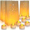 ANZOME Flameless Tea Lights with 30 Packs Luminary Bags, 30 Battery Operated LED Unscented Tea Lights Fake Tea Candles with Realistic Flames,