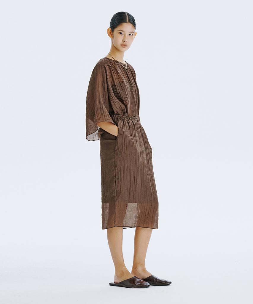 Bundercammer Sheer Banding Skirt_Brown
