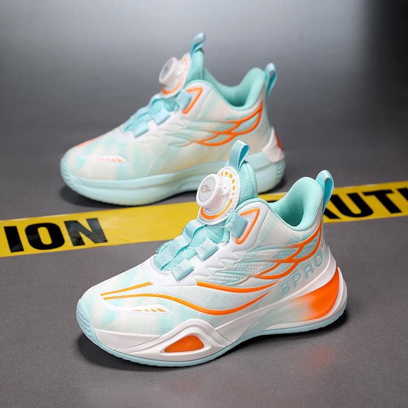 Children's basketball shoes autumn new waterproof leather surface, special students for boys' competitions, middle and older children's shoc