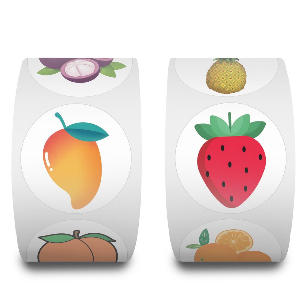 500 Stickers/roll Fruit Roll Stickers Reward Stickers Decorative Notebook Creative Handbook Roll Stickers Tape