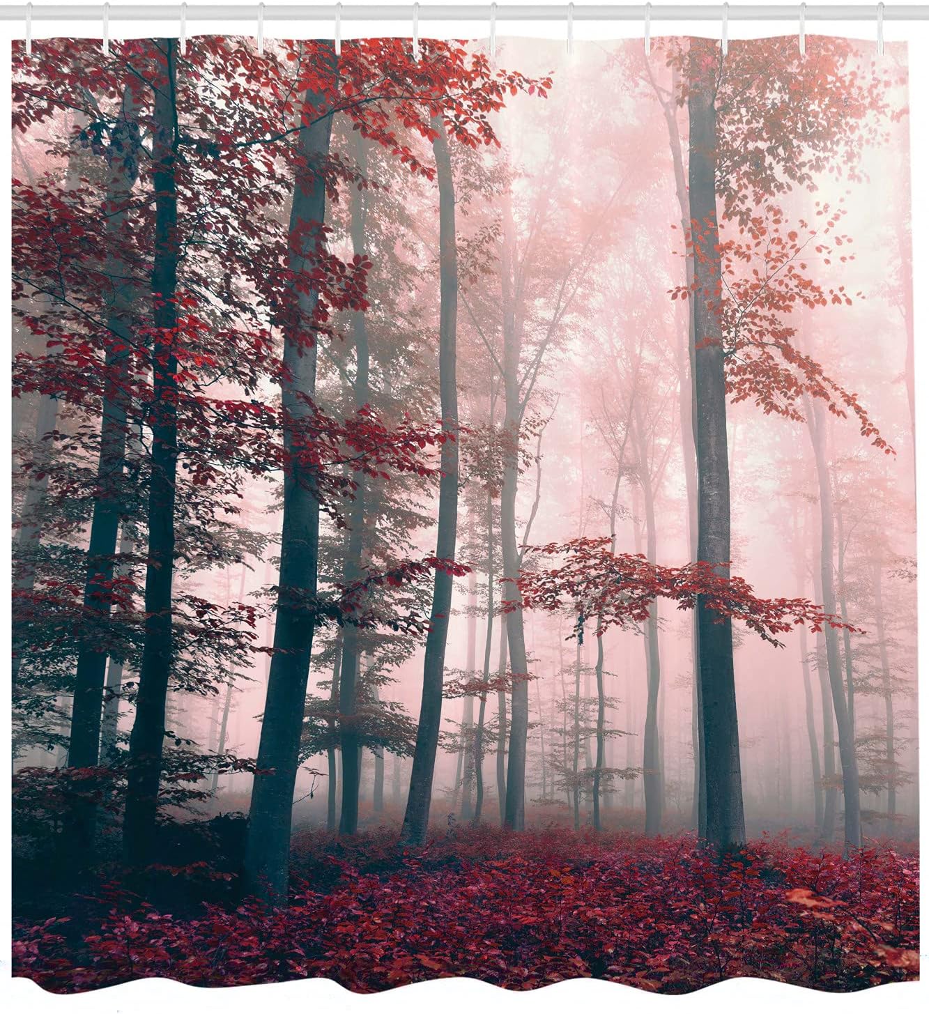 

Forest Shower Curtain, Autumn Season Mystic Foggy Fall Nature And Enchanted Woods Wild Trees Print, Cloth Fabric Bathr W60H190(CM)-1 Pcs