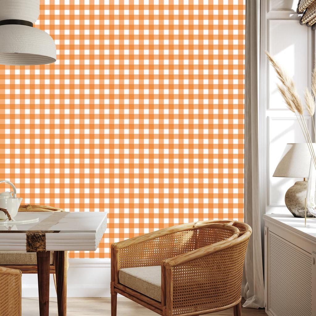 Wallpaper Colorful Retro Checkered Peach and White 50x1000