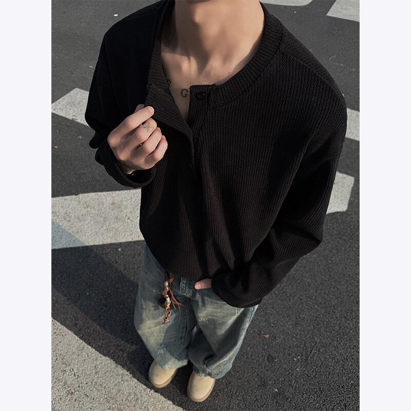 Texture Long Sleeved T-shirt, Men's Style, High-end In Spring and Autumn, Layered Inner Layer, Sweatshirt Base Layer, Autumn and Winter Inner Layer