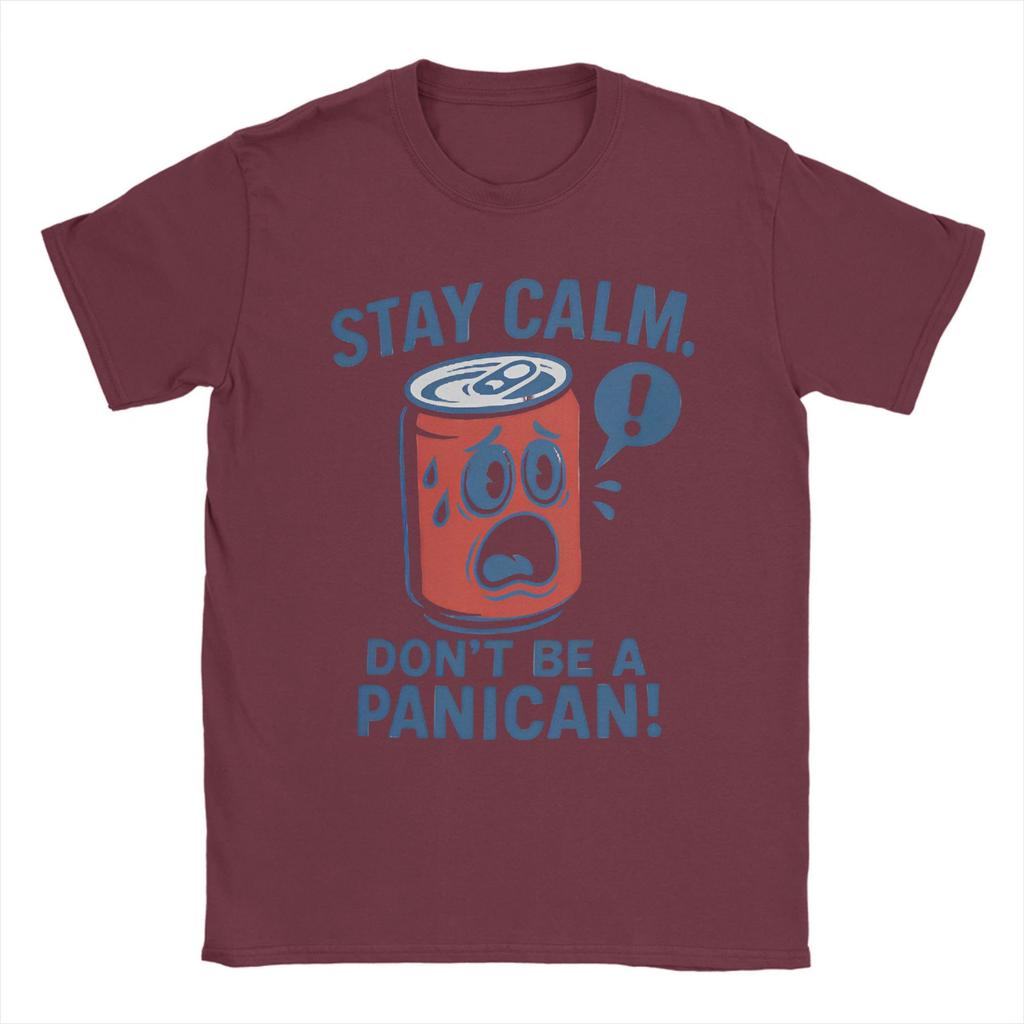 Men's Don't Be a Panican Stay Calm T Shirts American Tariffs Pure Cotton Merch Hipster Short Sleeve Tees Gift Idea T-Shirts