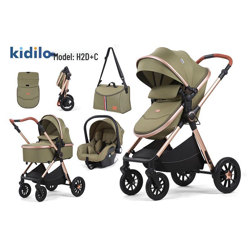 Kidilo Multifunctional High View Baby Stroller with Reclining Bassinet