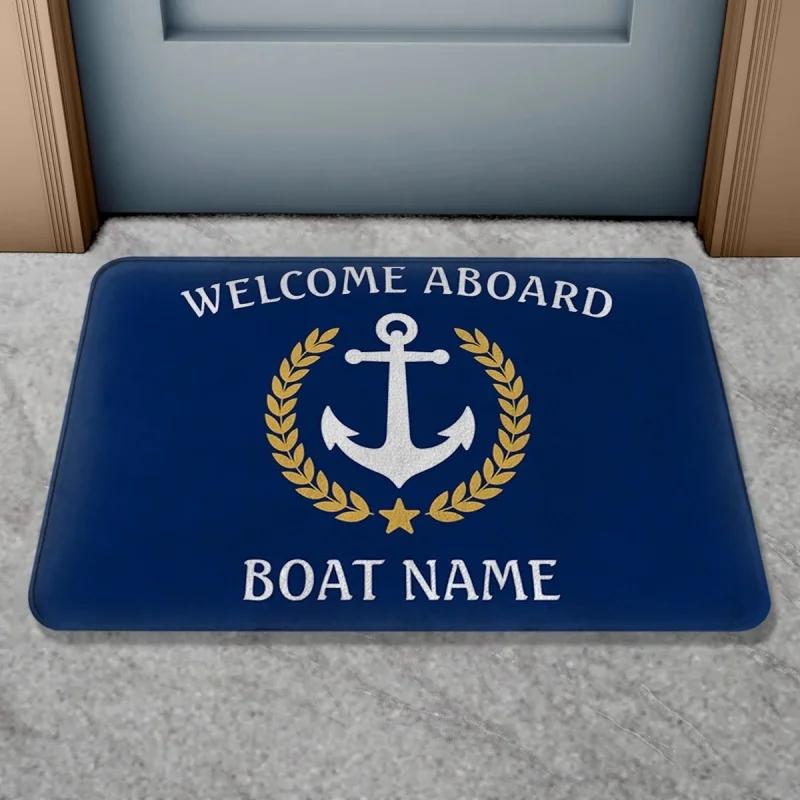 Welcome Aboaro Your Boat Name Since Floor Mat Personalized Nautical Rug Door Mat Entrance Carpet for Bathroom Welcome Mat