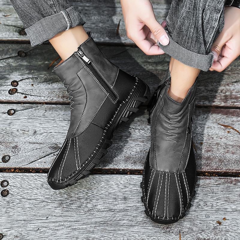 Men’s  Rubber Boots & Galoshes Hiking Boots Khaki Casual Retro Men’s Outdoor Wide Shoes Boots Plus Size Anti Slip