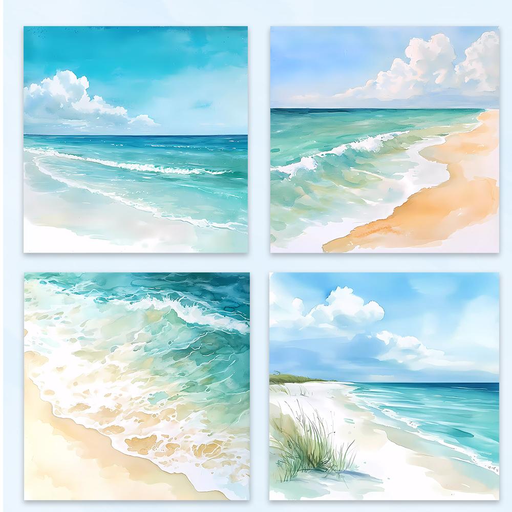 24pcs, Beach Theme Scrapbook Paper, A5 Size, DIY Journals, Material Paper, Patchwork, Photo Albums, Notebooks, Decorations