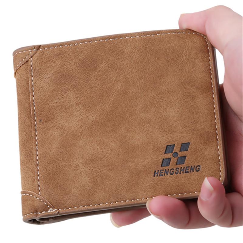 Men s Wallet Short Frosted Leather Wallets Retro Three Fold Vertical Wallet Youth Korean Multi-Card Wallets 2026 Men Fashion