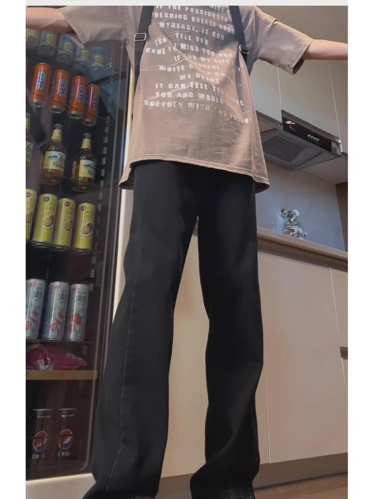 Light Blue Men's Flared Machete Jeans - Versatile American High Street Style, Straight Leg Summer Pants.