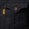 Men Denim Shirt Solid Color Multi Pockets Spring Summer Single Breasted Turn-down Collar Shirt for Office