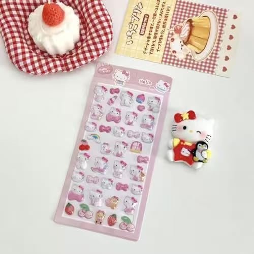 Kindao 3D Stickers Set 6 Sheets Cute Stylish Decorative Stickers for Girls Christmas Birthday Craft Phone Notebook Decorations