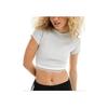 Adidas Originals Tape Waistband Cropped Tee Women Tops Light-Grey IS2318