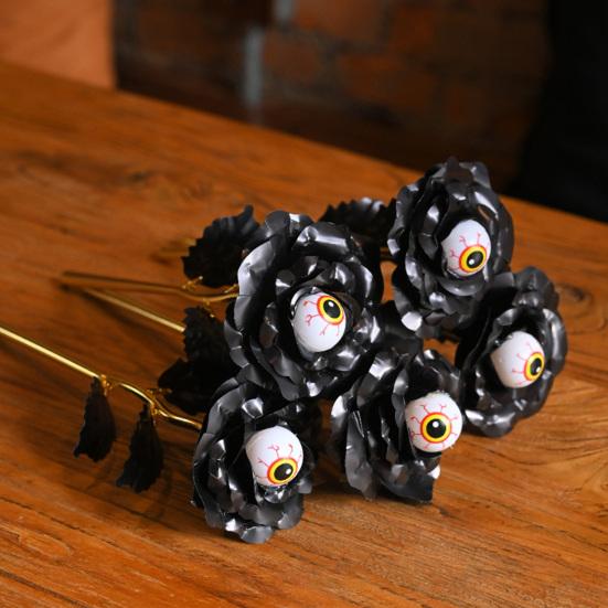 Halloween Faux Rose with Eyeballs Gothic Artificial Eyeball Rose Flower Bouquet for Flower Arrangement Halloween Home Decoration