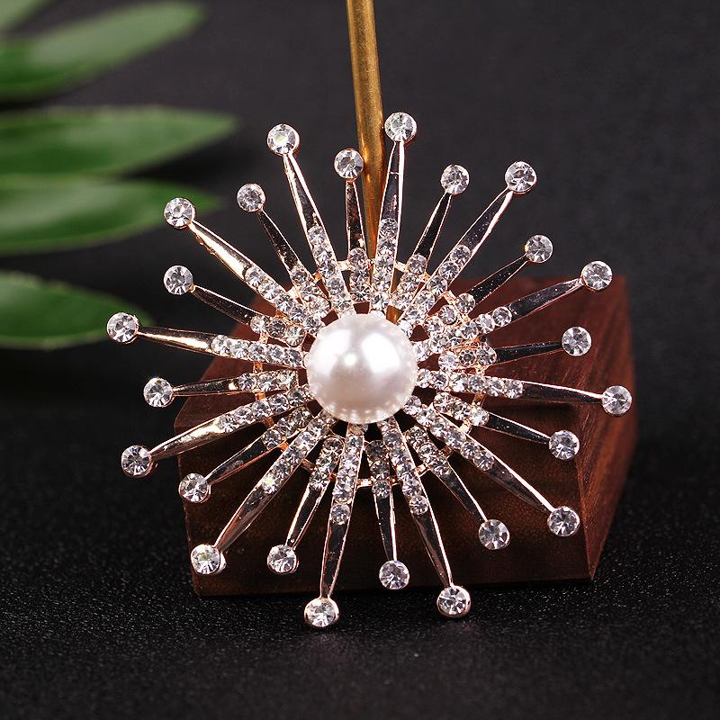Spiral Sonnenblume Perlen Brosche Promi Stil Schal & Pullover Pin Langlebige Farbe Exquisit Hypoallergen Luxus Geschenk