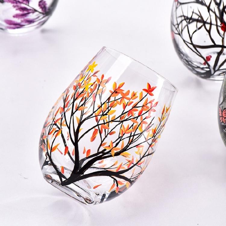 Exquisite Glass Cup Four Seasons Trees Cocktails Cup Durable Glass Material