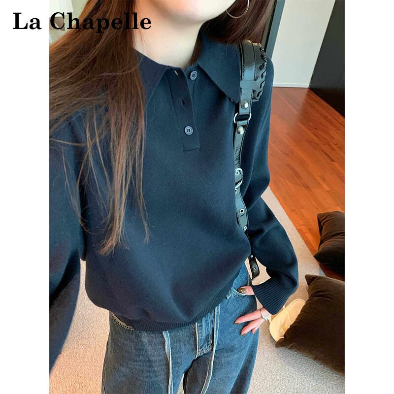 La Chapelle Women's Casual Polo Neck Knit Sweater