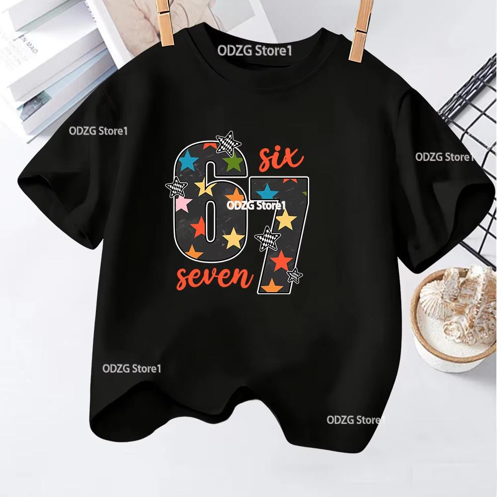 Kids 67 Themed Colorful Print TShirt Soft Cotton Fabric Breathable and Comfortable Ideal for Toddlers and Childrendf0268