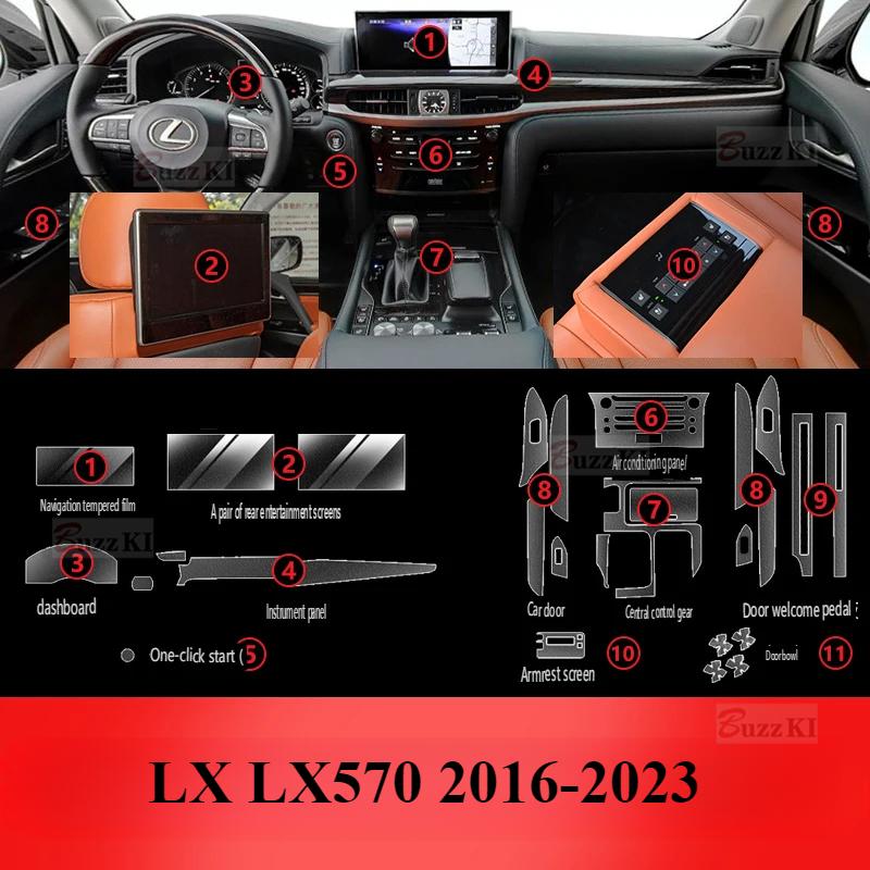 For Lexus LX LX570 LX600 2016- TPU Transparent Film Interior Sticker Center Console Gear Navigator Door Panel Car Accessory
