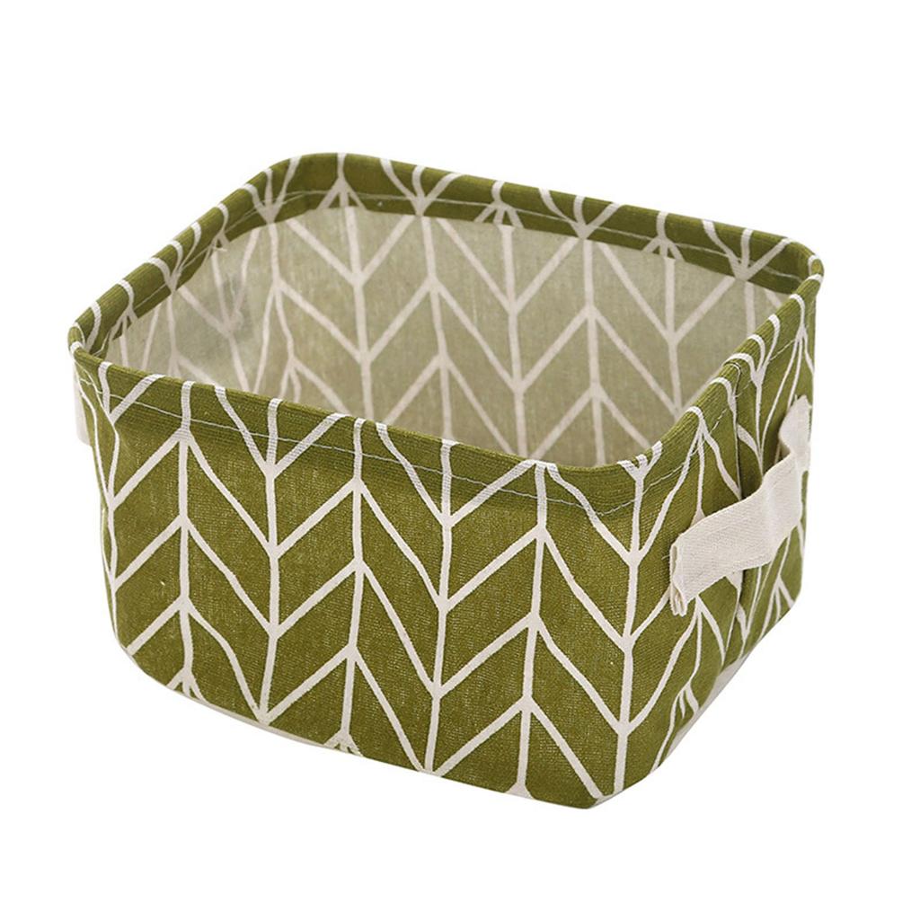 Small Storage Basket Cotton Linen Mini Storage Bin Organizer with Handle for Shelves and Desks