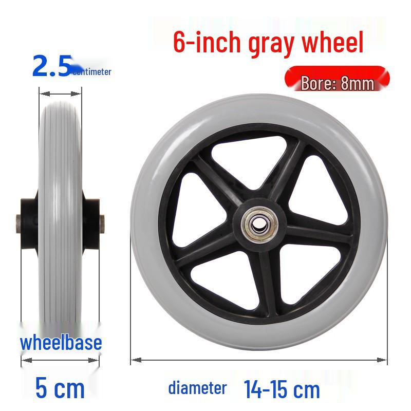 Universal Rollstuhl-Vorderradsatz Vollgummi mit Lagern & Schrauben in 6, 7, 8 Zoll