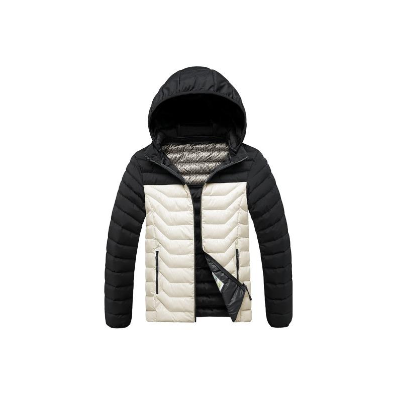 Lightweight Cotton Coat Men's Winter Contrasting Color Graphene Full Print Removable Cap Thickened Hooded Jacket Men