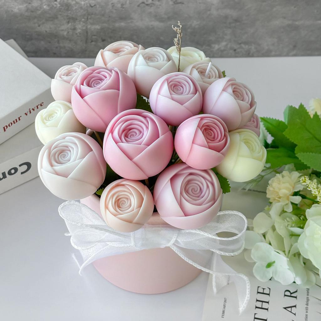 Stampo in Silicone Fai da Te per Candela Aromatiche Floreali di San Valentino Stampo 3D per Torta Mousse Rosa Cioccolato Stampo per Sapone Fatto a Mano Decorazioni per Casa Camera da Letto