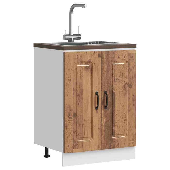 VidaXL Meuble bas pour évier Kalmar vieux bois bois d'ingénierie, meuble bas de cuisine, meuble bas de cuisine avec porte 853445
