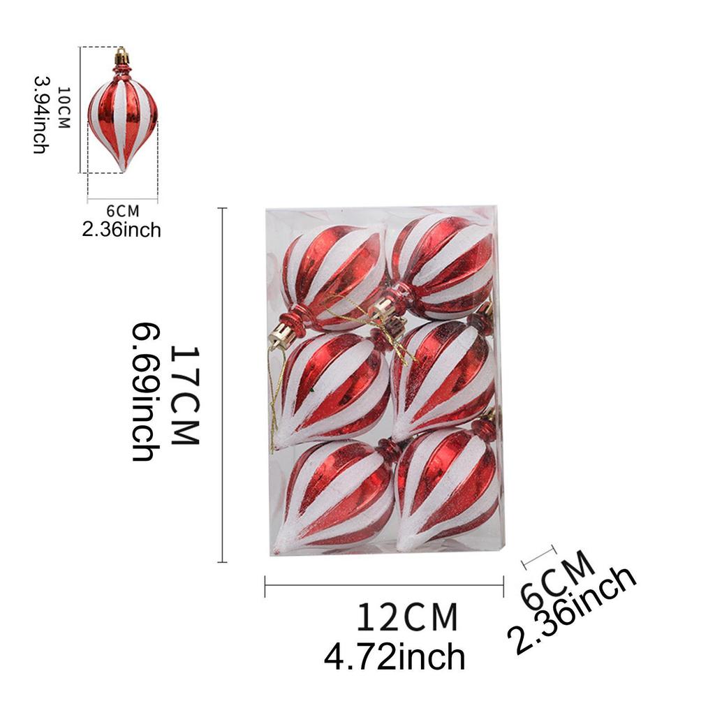 6Pcs Christmas Ball Ornaments Hanging Balls Christmas Tree Decorations Charm Pendants Glitter Decorative Baubles for Festival