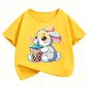 Cute Rabbit Graphic Kids Tshirts Summer Short Sleeve Tees Cartoon Animal Boys Girls Clothes Kawaii Tops Y2K Children T-shirt