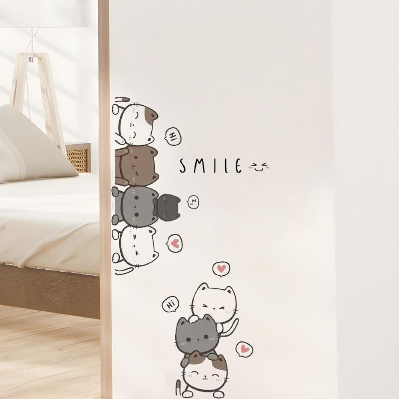 1Pc Furniture Cartoon Cute Cat Wall Stickers For Door Home Decor Accessories Living Room Kids Room Decoration Wall Decal