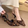 Small and niche butterfly bow single shoe high heels, leopard print new pointed toe sandals for spring and summer 2025