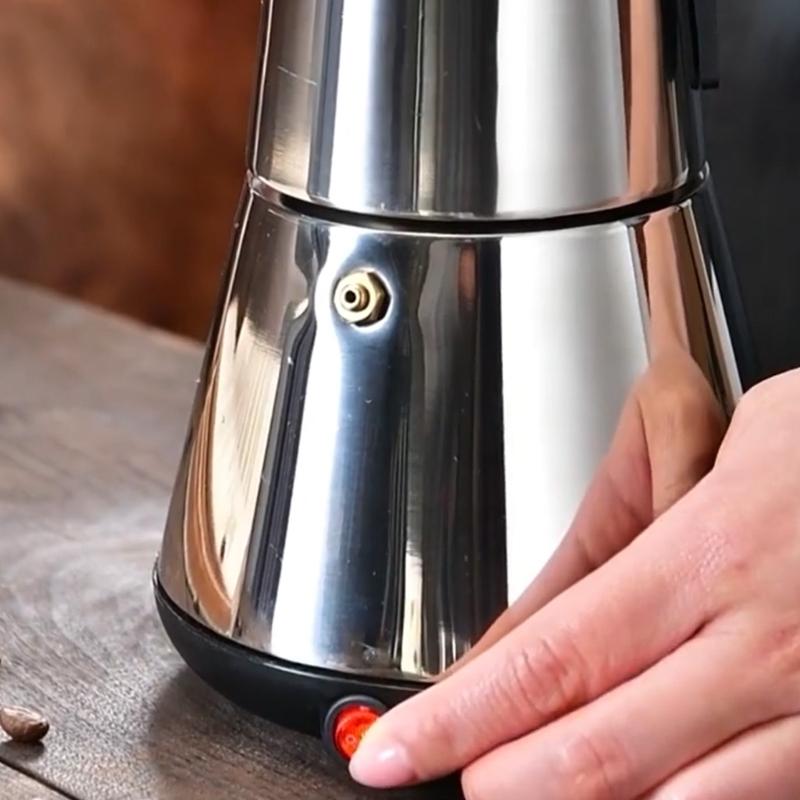 Italian Style Steam Pressure Coffee Maker 300ml Stainless Steel Electric Percolator Portable Espresso Brewing Machine