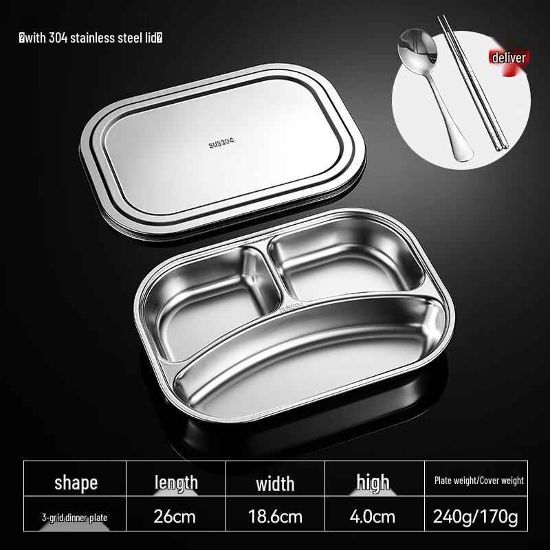 Food Grade 304 Stainless Steel European Lunch Tray