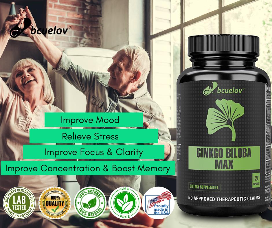 Foglia di Ginkgo, Integratori di Supporto per la Memoria Cerebrale, 120 Capsule