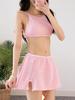 Korean Striped Hollow-Out Backless High-Waist Split Skirt Swimsuit for Women