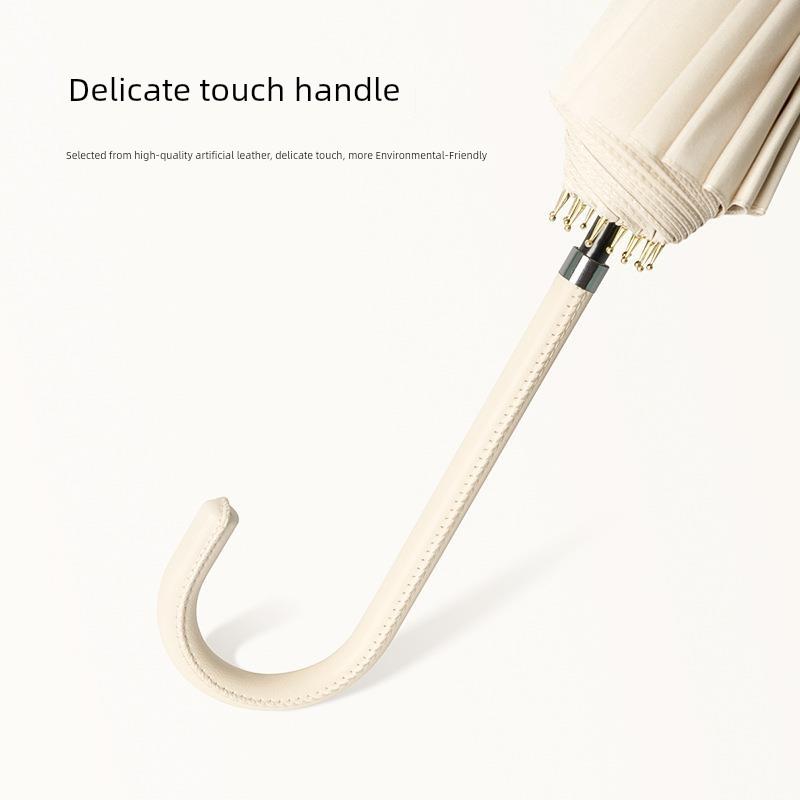 Japan Fashion Fresh Long Handle Umbrella Double Straight Umbrella Women Simple 16-Bone Reinforced Curved Handle Umbrella Printable Logo
