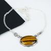 Natürlicher Tigerauge Edelstein Handgefertigt 925 Sterling Silber Elektroform Halskette, Tigerauge Silber Für Ehefrau Unisex Anhänger Erntedankgeschenke